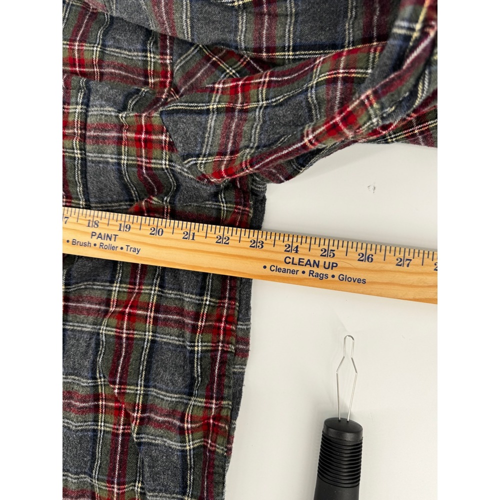 L.L.Bean Flannel Shirt Mens Large Regular Gray Red Plaid Button Up Outdoor - Picture 6 of 11